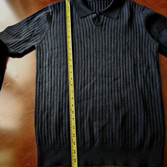 Johnny Collar Long Sleeve Sweater Polo Black Size Small - Picture 4 of 6